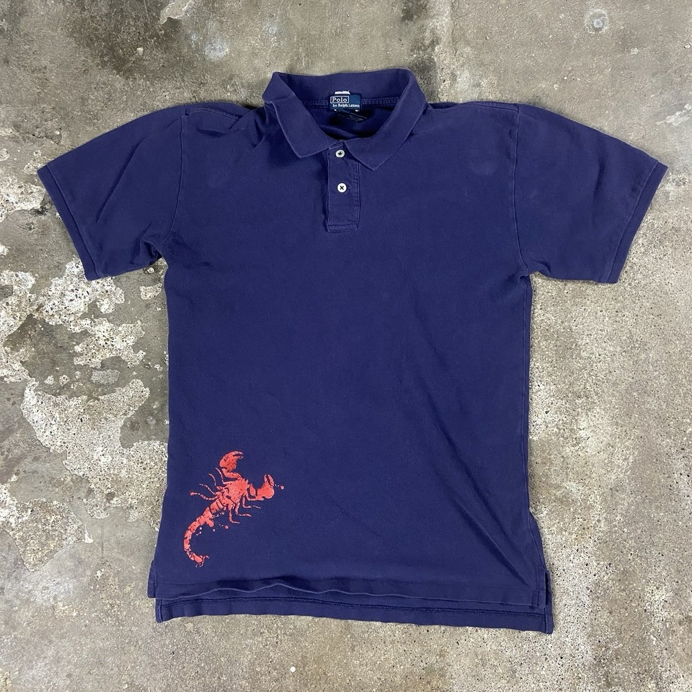 VTG Polo Ralph Lauren Polo Shirt Youth Size XL Navy Short Sleeve Scorpion Logo